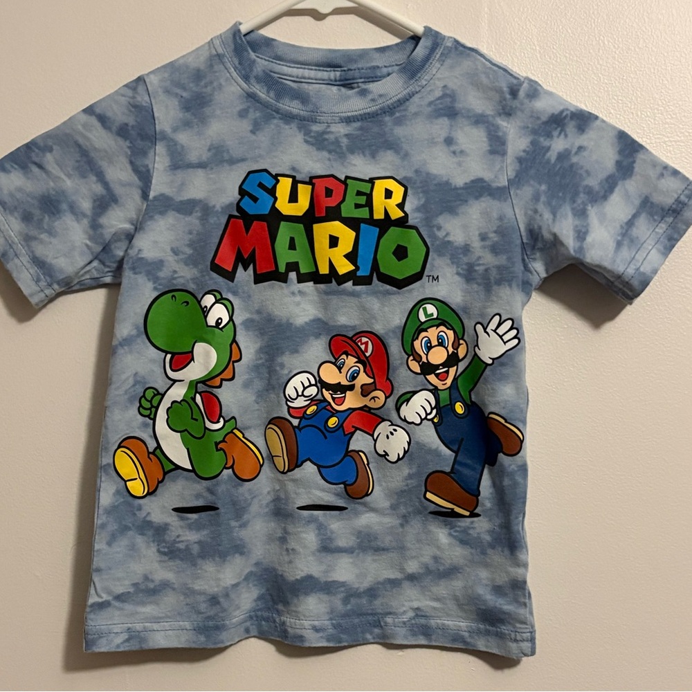 Super Mario Tie-Dye Blue Toddler T-shirt
